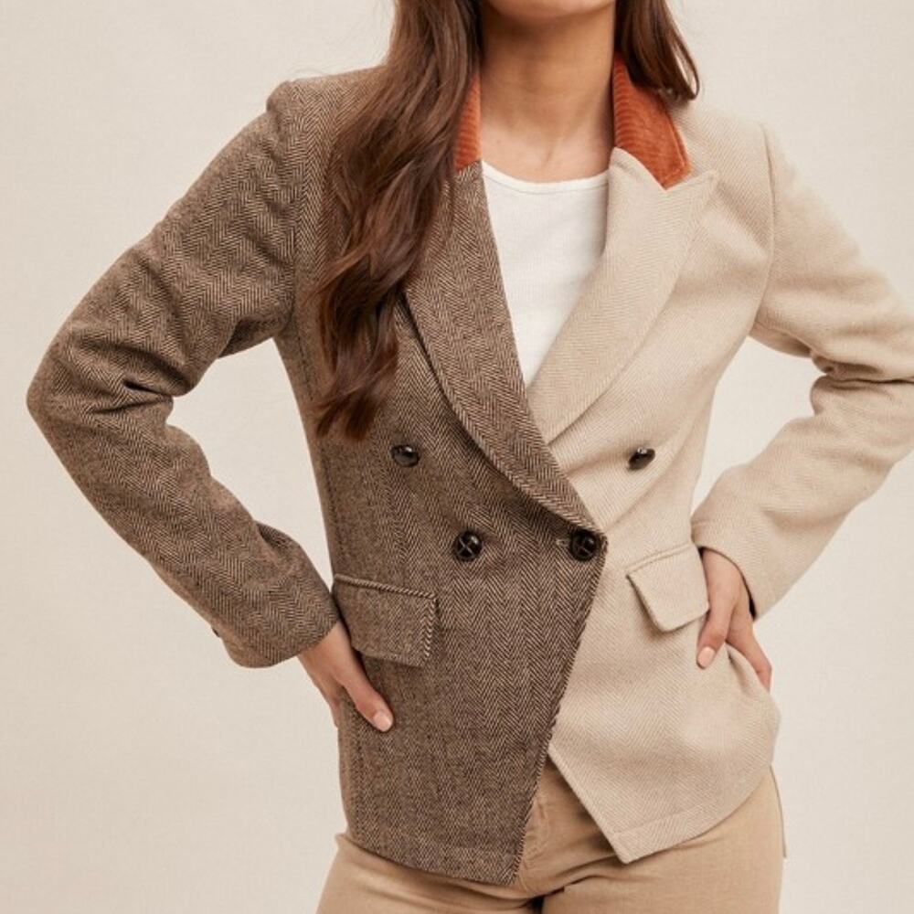 NWT Hem & Thread Colorblock Blazer, Womens Size Small